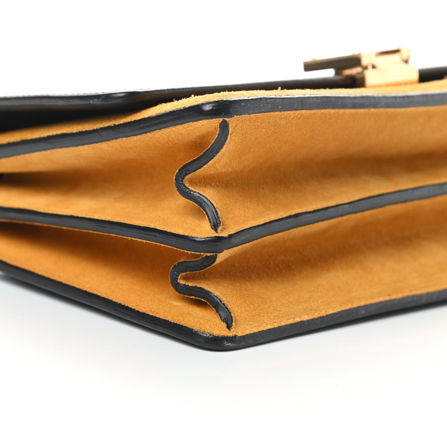 Calfskin Suede Bi-Color Small Case Flap Navy Blue Yellow
