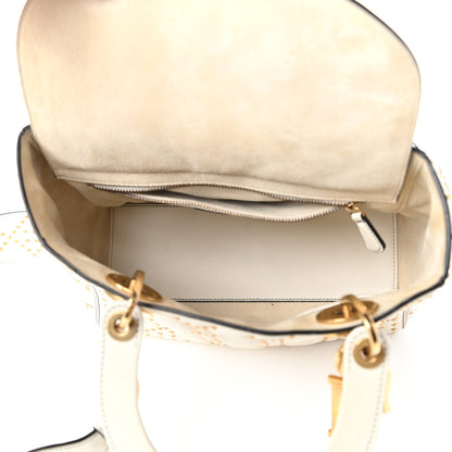 Christian Dior Calfskin Cannage Studded Medium Supple Lady Dior White 5 of 13