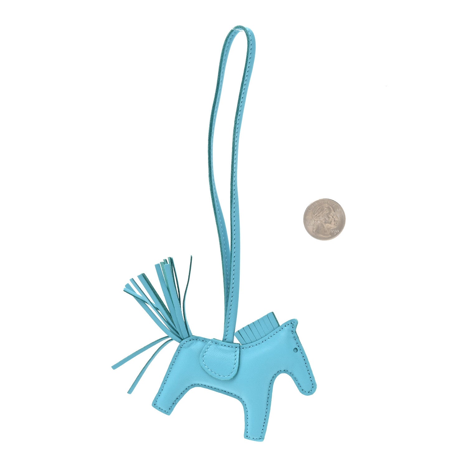 Hermes Milo Lambskin Grigri Rodeo Horse Bag Charm PM Bleu Azteque 2 of 4