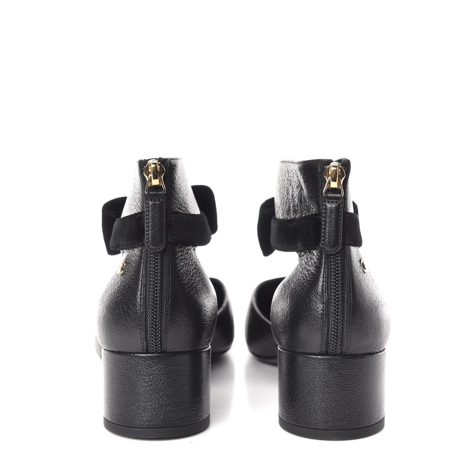 Chanel Goatskin Velvet Cap Toe CC Bow Cut Out Ankle Boots 41 Black 7 of 11