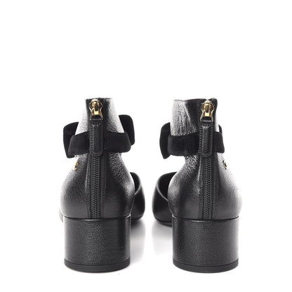 Chanel Goatskin Velvet Cap Toe CC Bow Cut Out Ankle Boots 41 Black 7 of 11