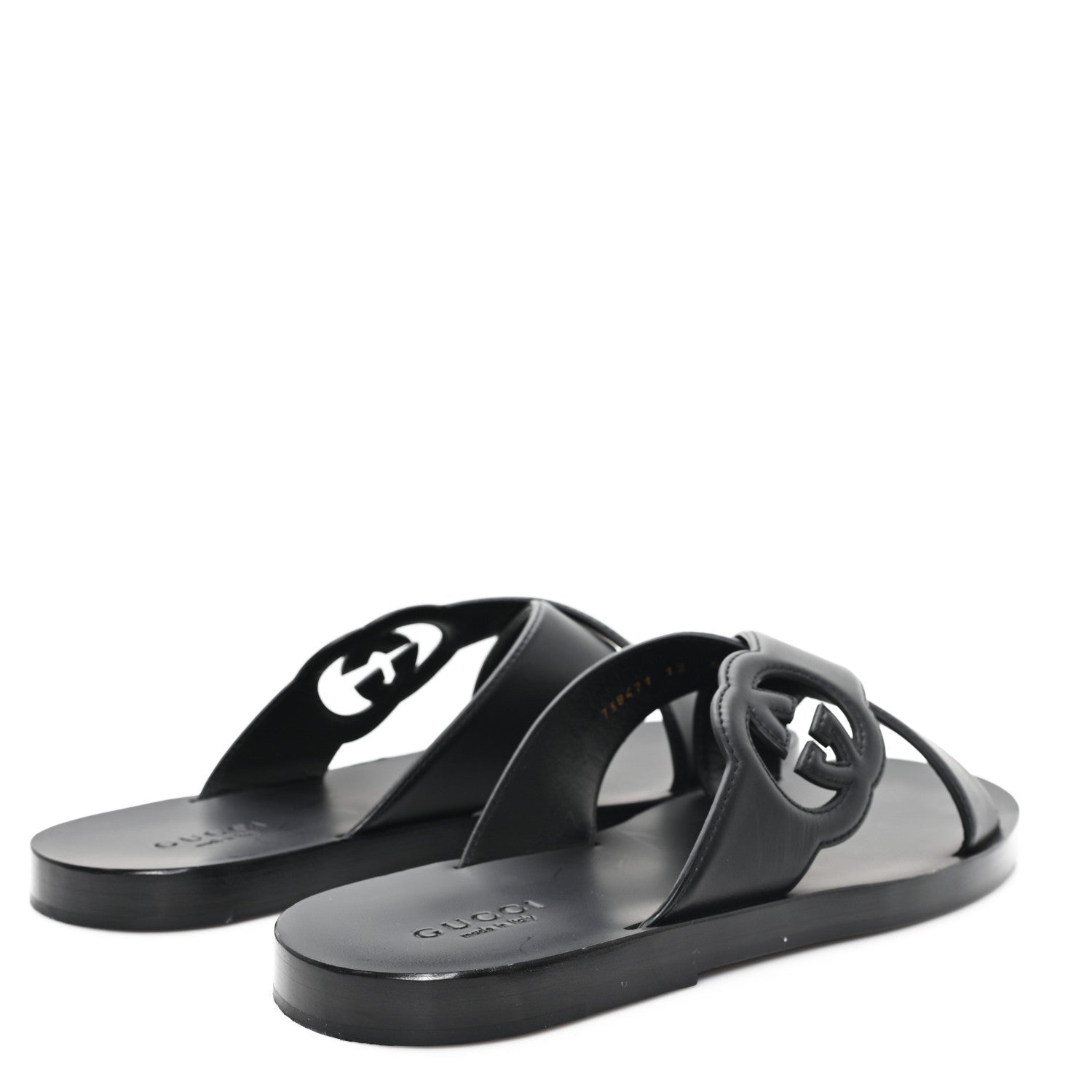 Gucci Cosmos Softy Calfskin Interlocking G Sandals 12 Black 5 of 10