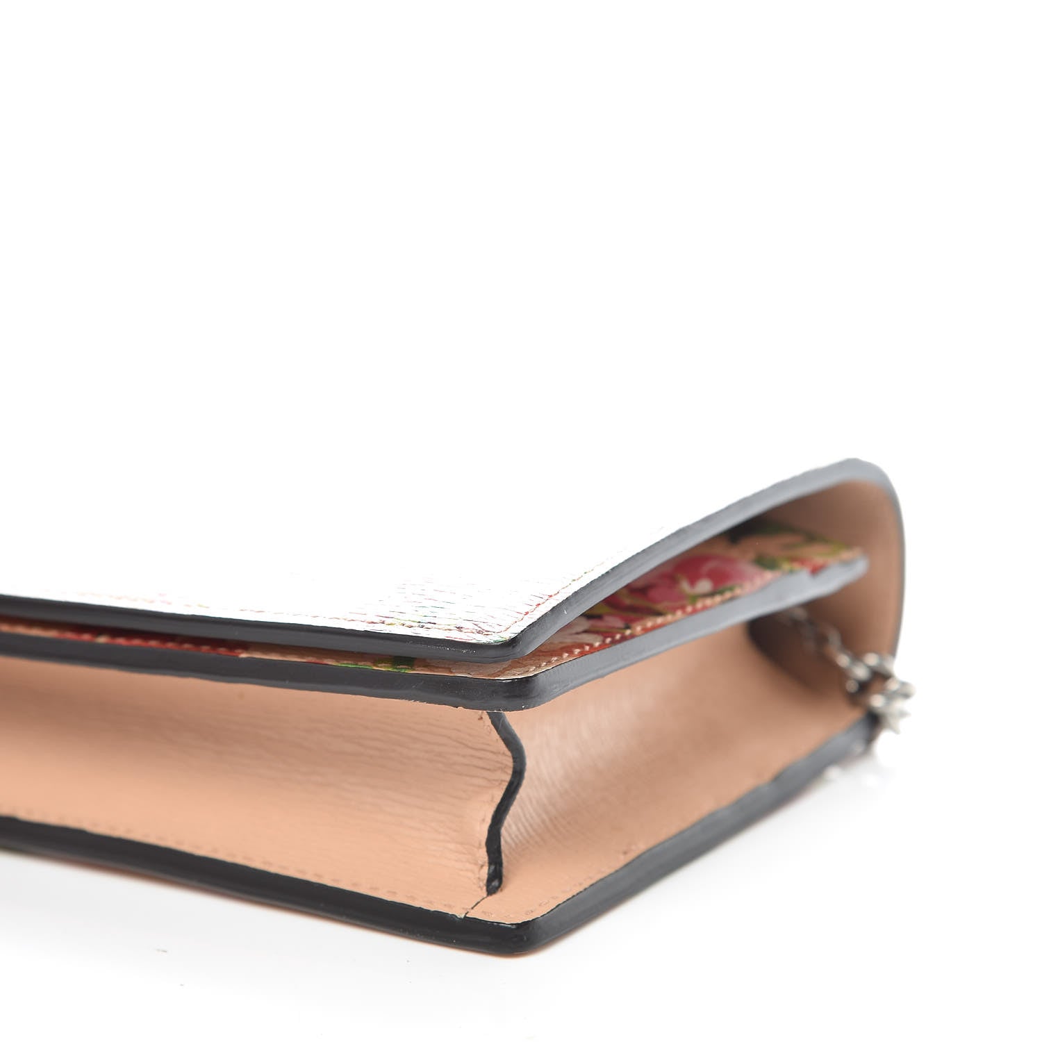 Gucci Shangai Calfskin Blooms Print Chain Wallet Pink Apricot Multicolor 6 of 9