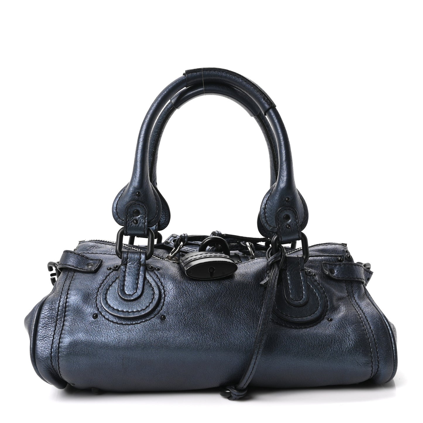 Metallic Calfskin Medium Paddington Satchel Blue