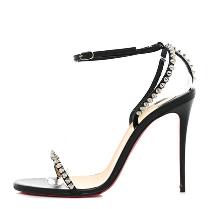 Christian Louboutin Kid Spiked So Me 100 Sandals 40 Black Silver 1 of 13