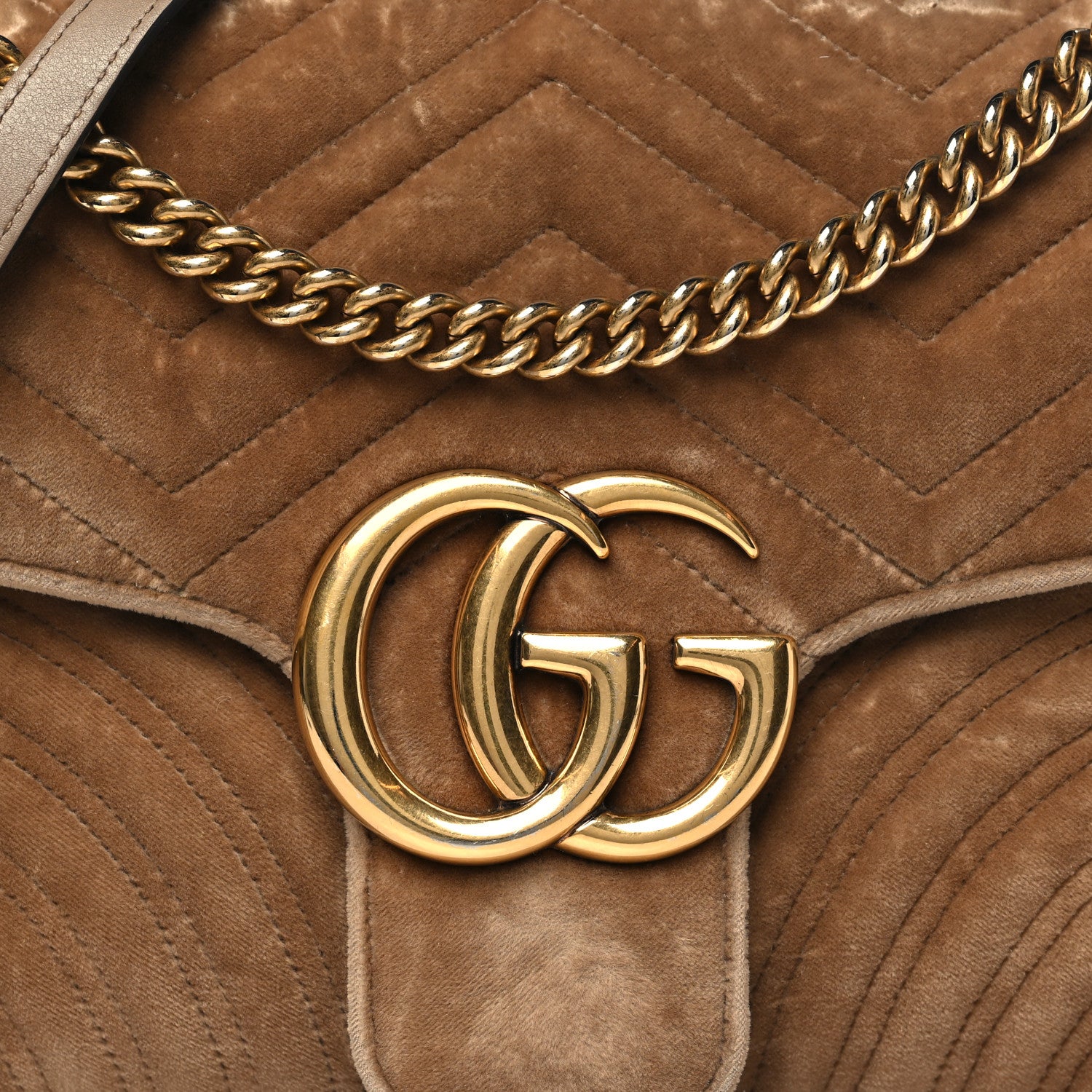 Gucci Velvet Matelasse Medium GG Marmont Shoulder Bag Taupe 8 of 10
