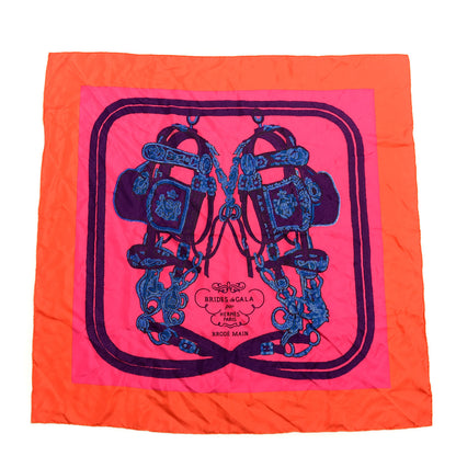 Hermes Silk Brides De Gala Brode Scarf 90 Vermillon Rose Vif Violet 1 of 4