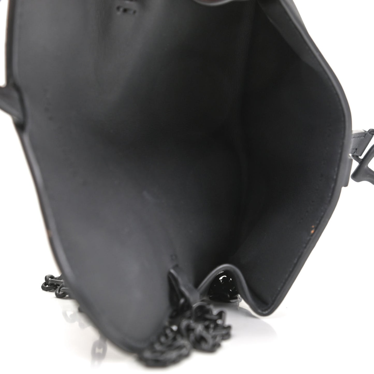 Ultra Matte Calfskin Nano Saddle Chain Pouch Black