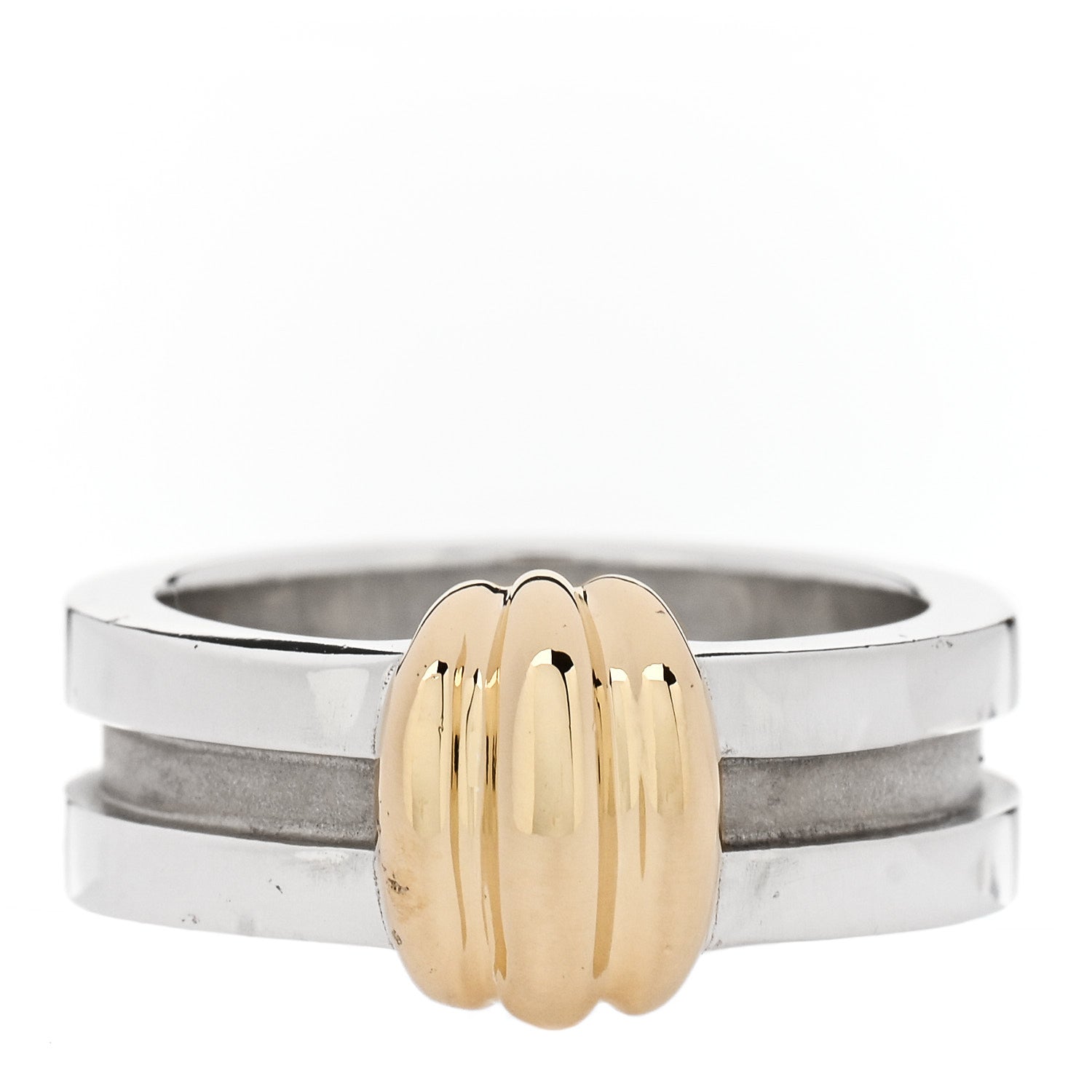 Tiffany Sterling Silver 18K Yellow Gold Atlas Groove Ring 53 6.5 1 of 4
