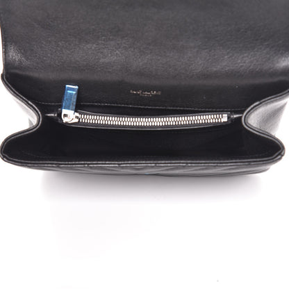 Saint Laurent Sheepskin Matelasse Chevron Monogram Medium College Bag Black 5 of 7