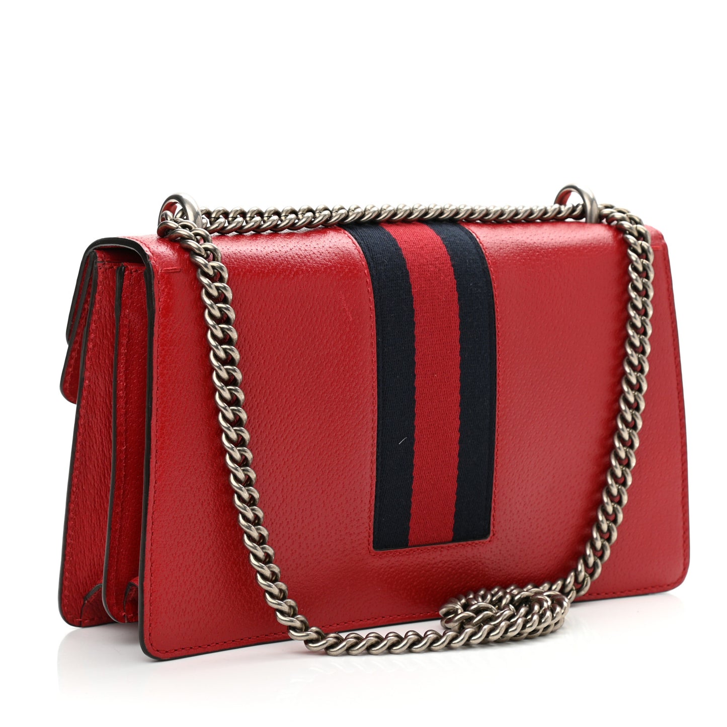 Calfskin Web Floral Embroidered Small Dionysus Shoulder Bag Hibiscus Red