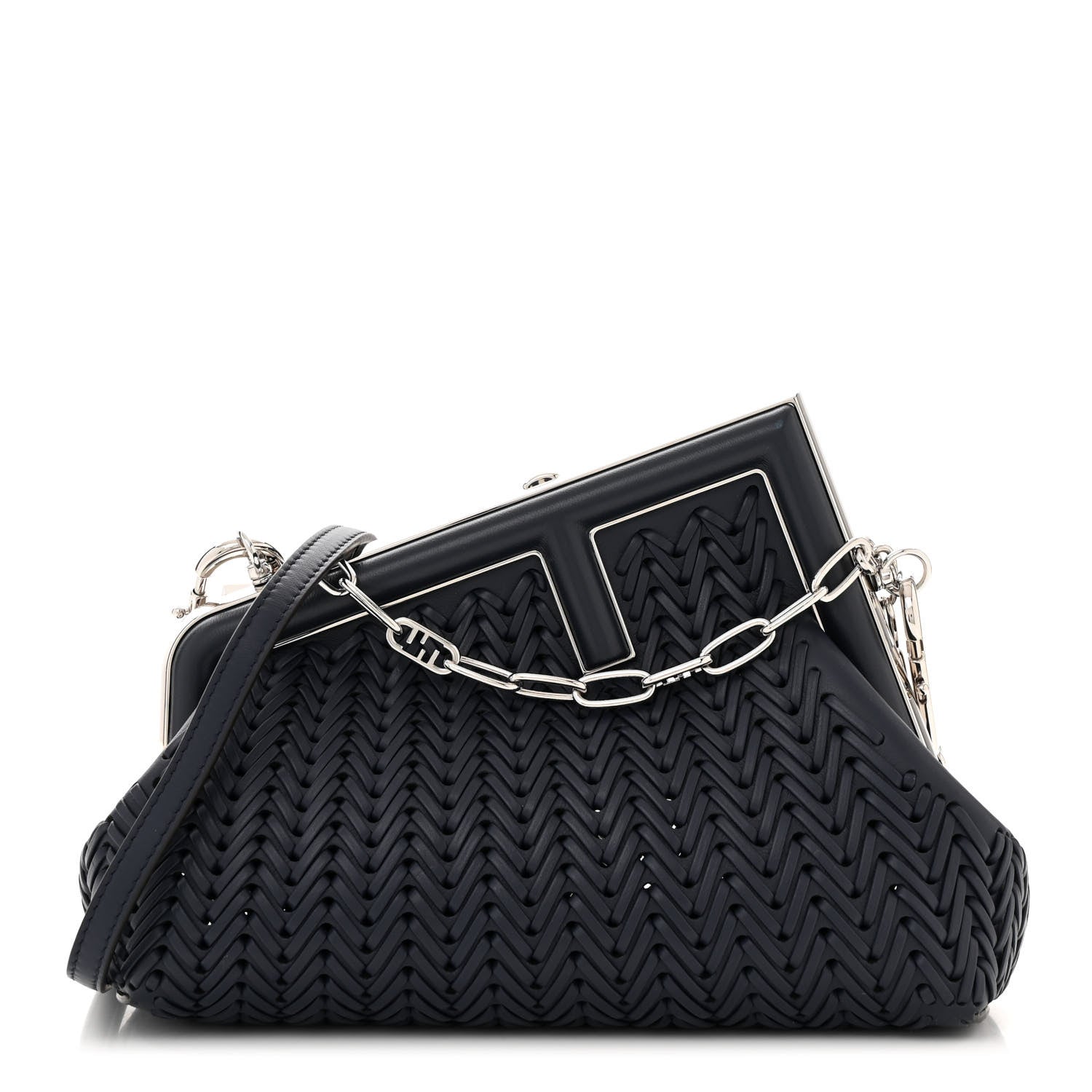 Fendi Vitello Grace Intreccio Nappa Small Fendi First Midnight 1 of 11