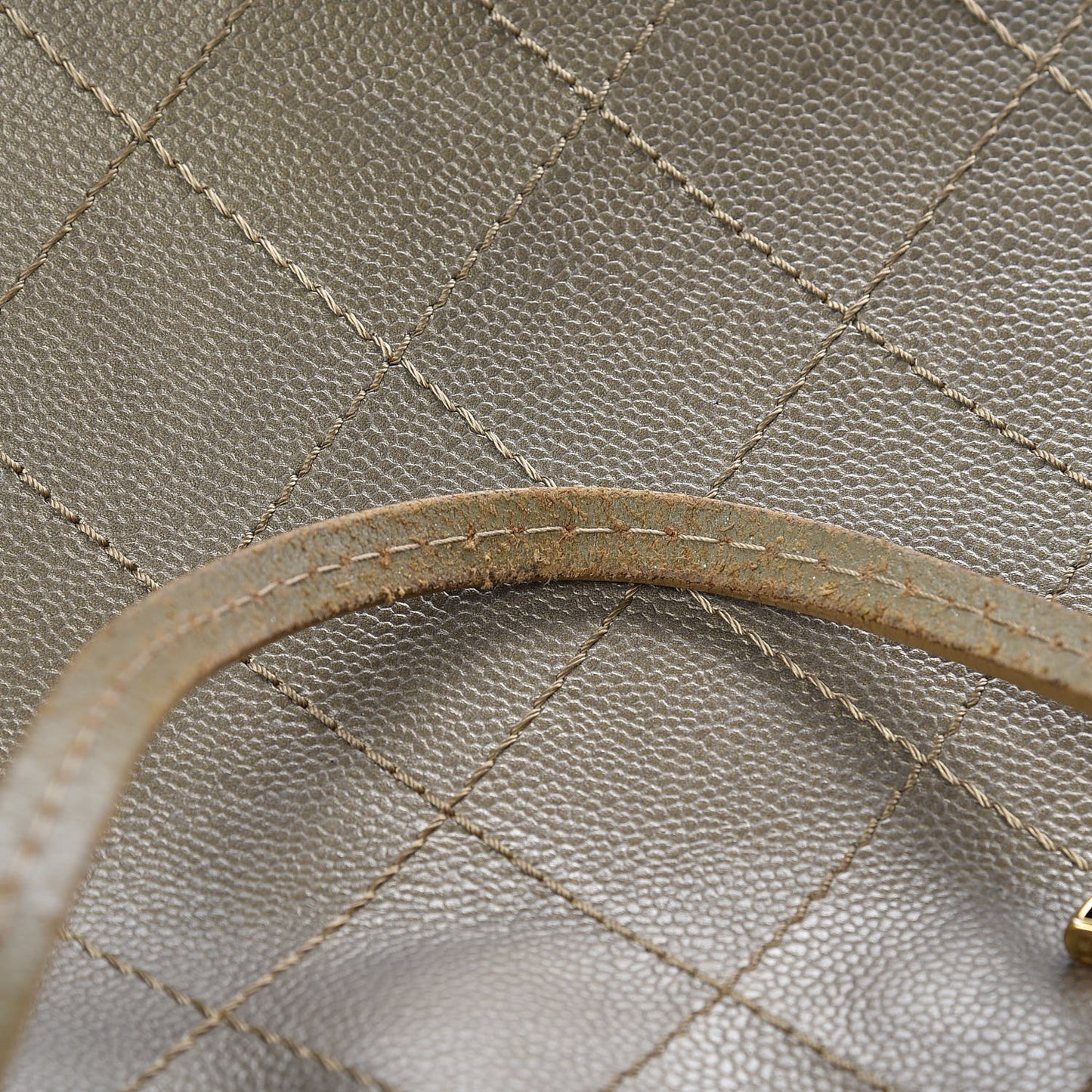 Grained Calfskin Large Shopping Fever Tote Gold