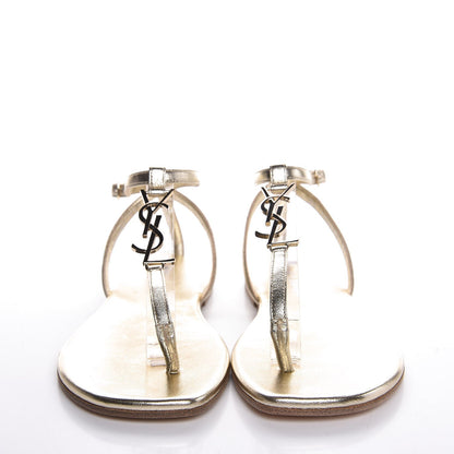 Saint Laurent Metallic Lambskin Nu Pieds 05 Thong Sandals 35.5 Platino 2 of 7