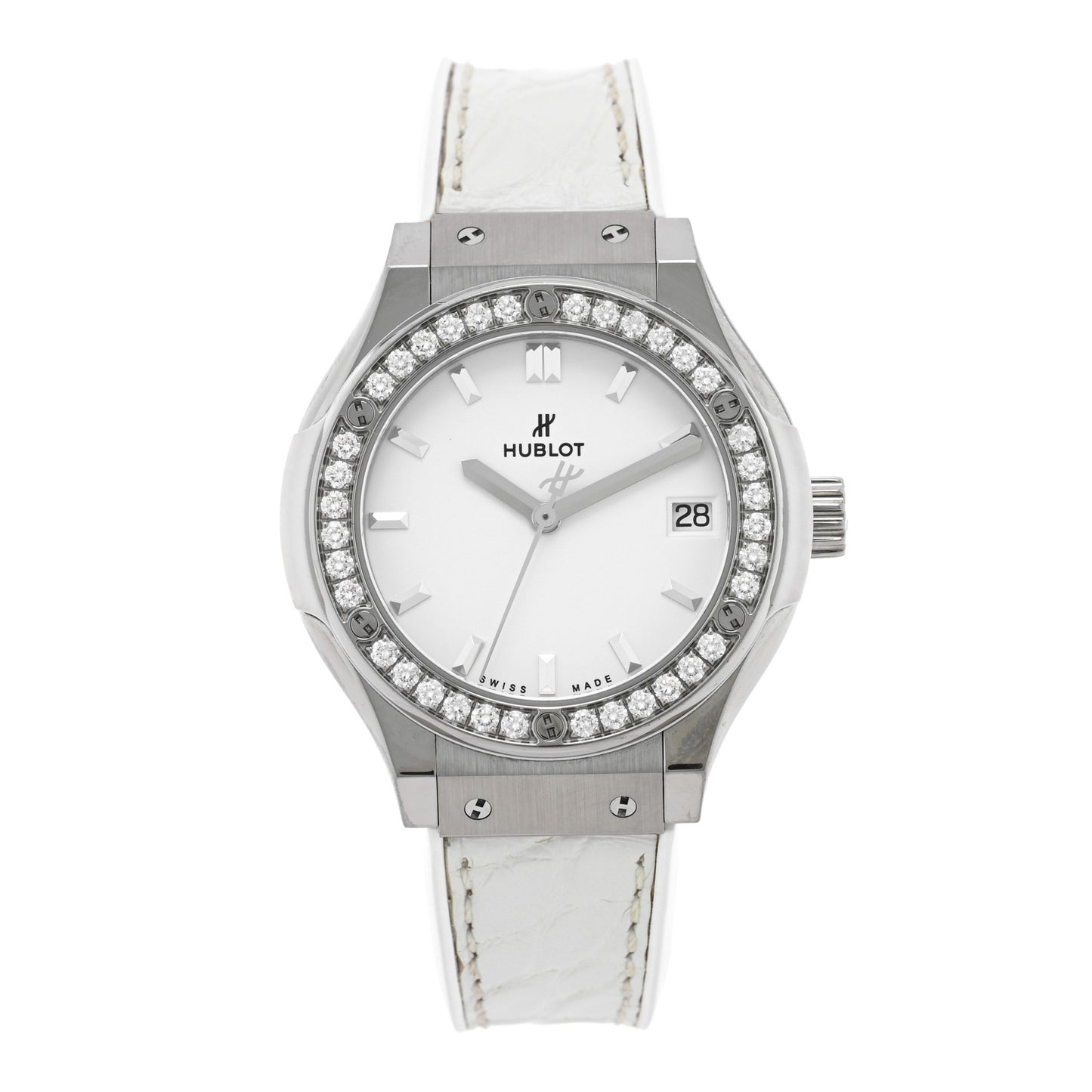 Titanium Alligator Diamond Bezel 33mm Classic Fusion Quartz Watch 581.NE.2010.LR