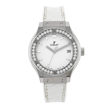 Hublot Titanium Alligator Diamond Bezel 33mm Classic Fusion Quartz Watch 581.NE.2010.LR 1 of 5