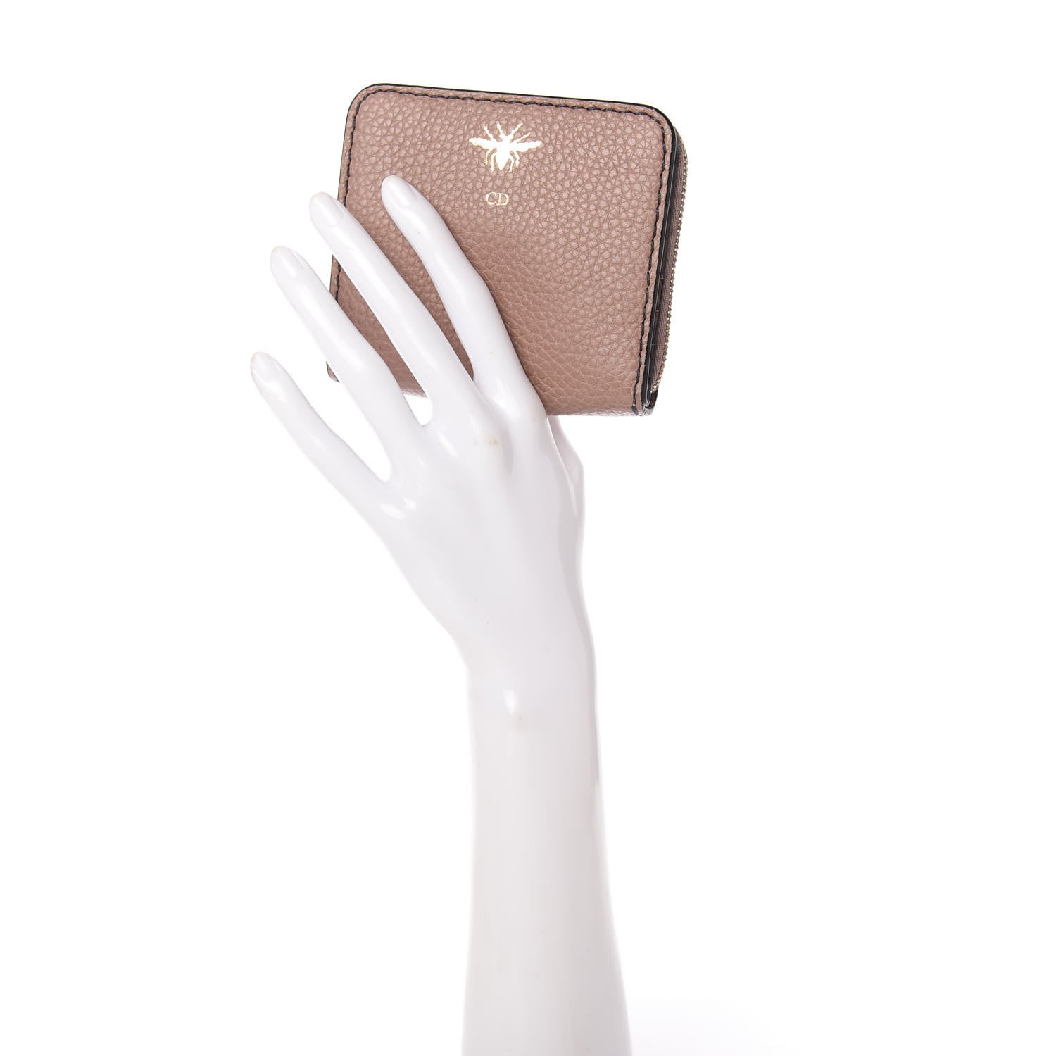 Christian Dior Calfskin D-Bee Compact Wallet Beige 2 of 8