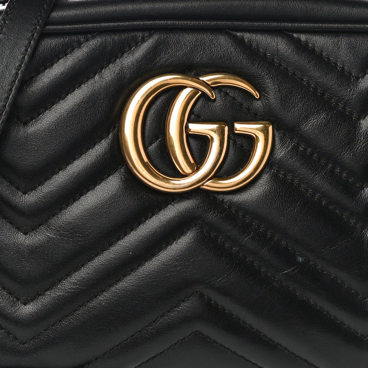 Gucci Calfskin Matelasse Small GG Marmont Chain Shoulder Bag Black 9 of 18