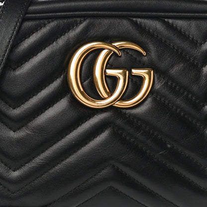 Gucci Calfskin Matelasse Small GG Marmont Chain Shoulder Bag Black 9 of 18