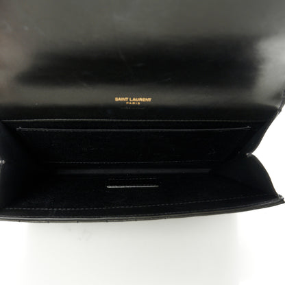 Saint Laurent Lambskin Carre Quilted Cassandre Pouch Clutch Black 5 of 9