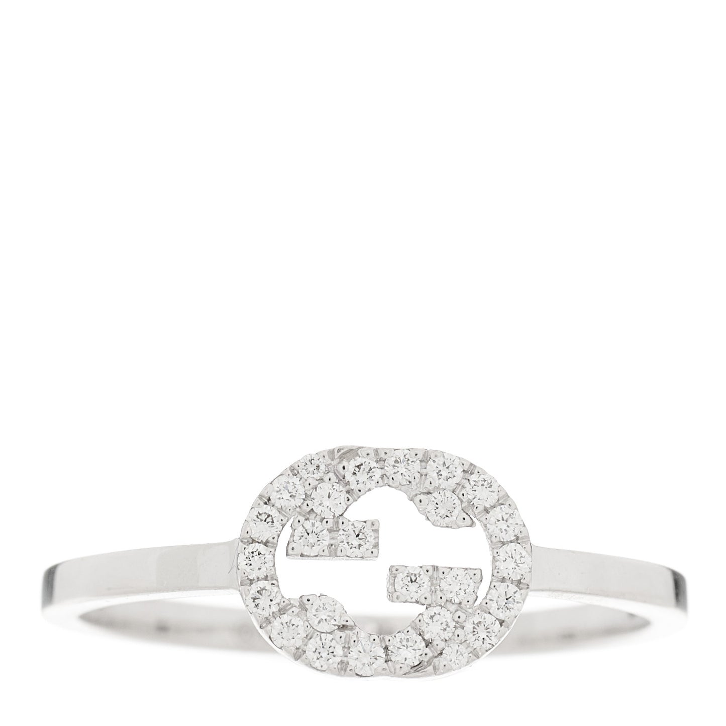 18K White Gold Diamond Interlocking G Ring 53 6.5