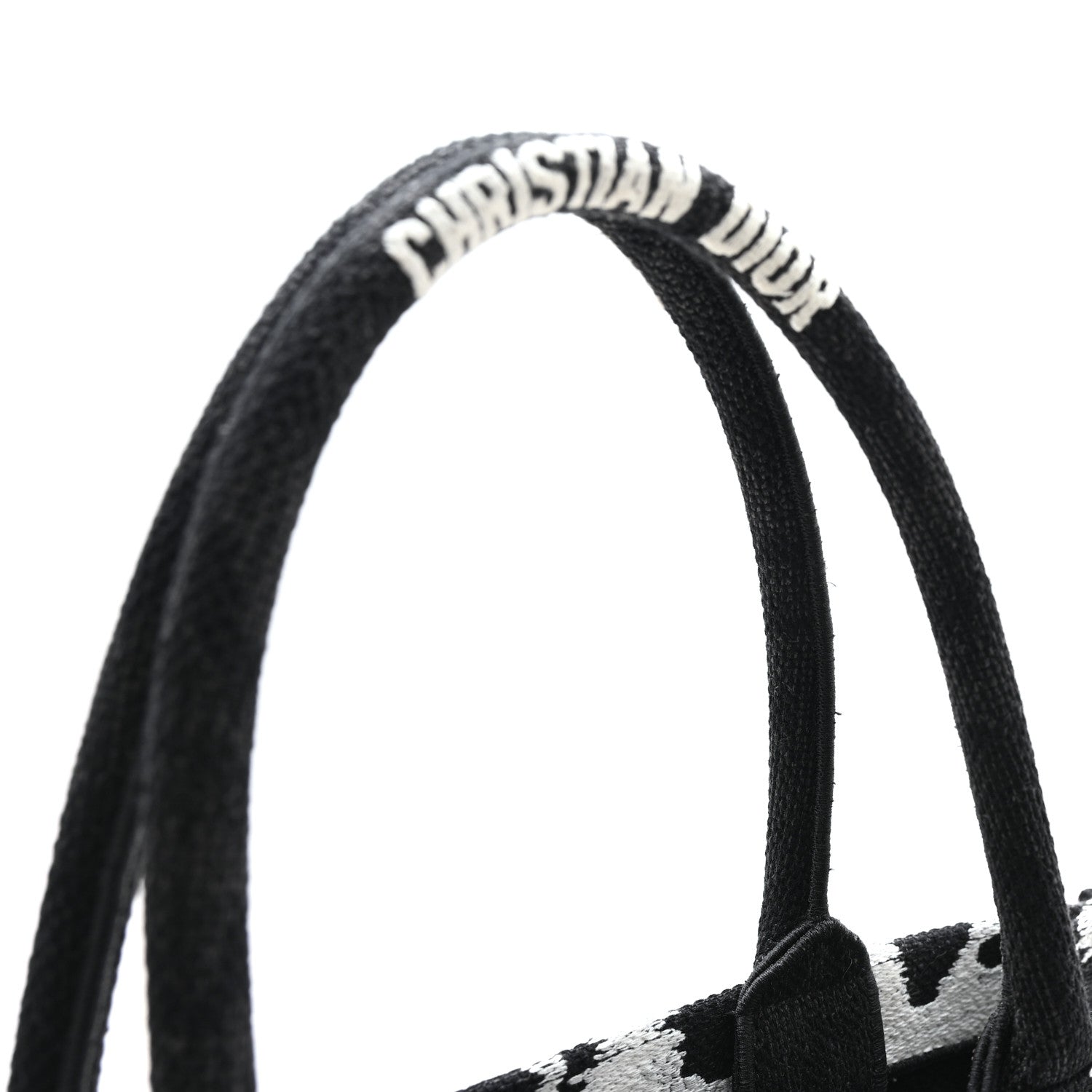 Christian Dior Canvas Embroidered Medium Paris Book Tote Black White 12 of 12