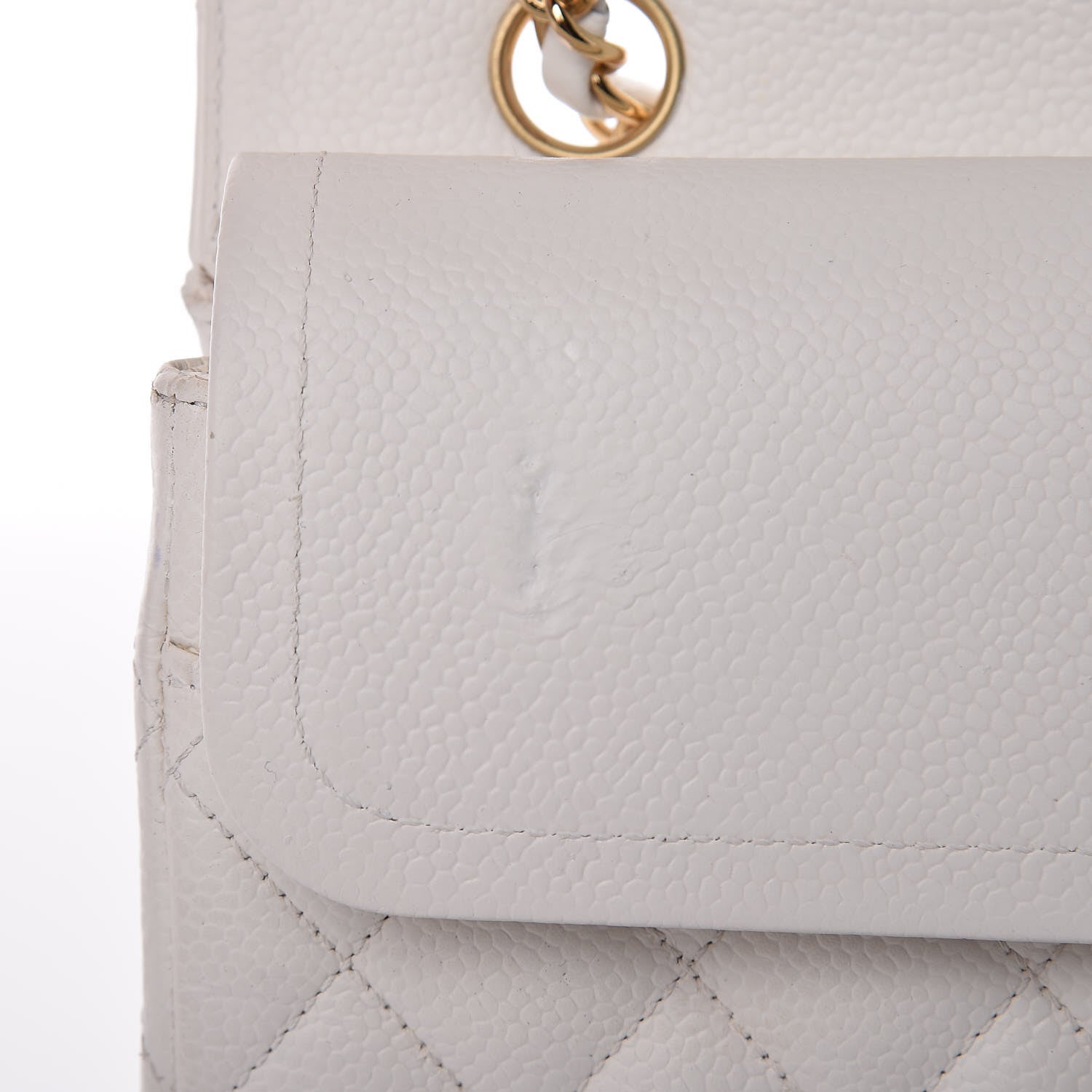 Chanel Caviar Quilted Medium Double Flap White 8 of 12