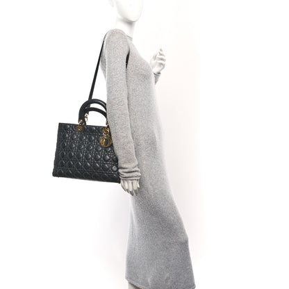 Christian Dior Lambskin Cannage Large Lady Dior Black 2 of 10