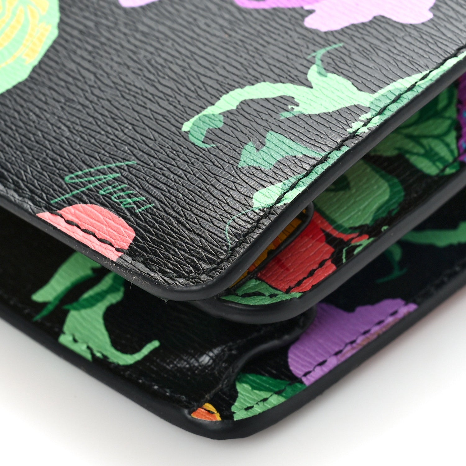 Gucci X KEN SCOTT New Shangai Calfskin Jenny Floral Print Small Dionysus Shoulder Bag Black Pink 9 of 11