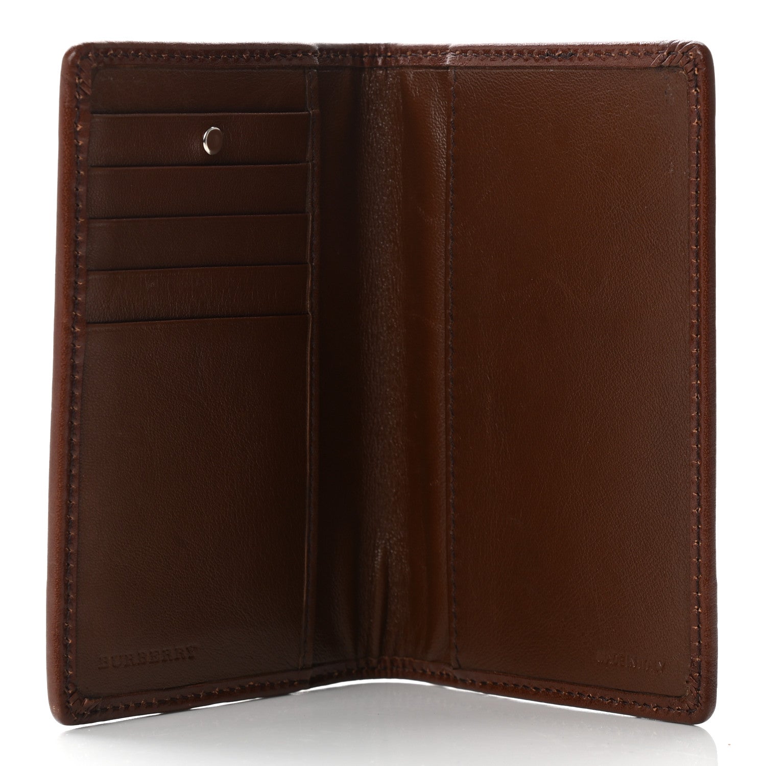 Burberry House Check Bridle Calfskin Passport Holder Cover Dark Tan 5 of 11
