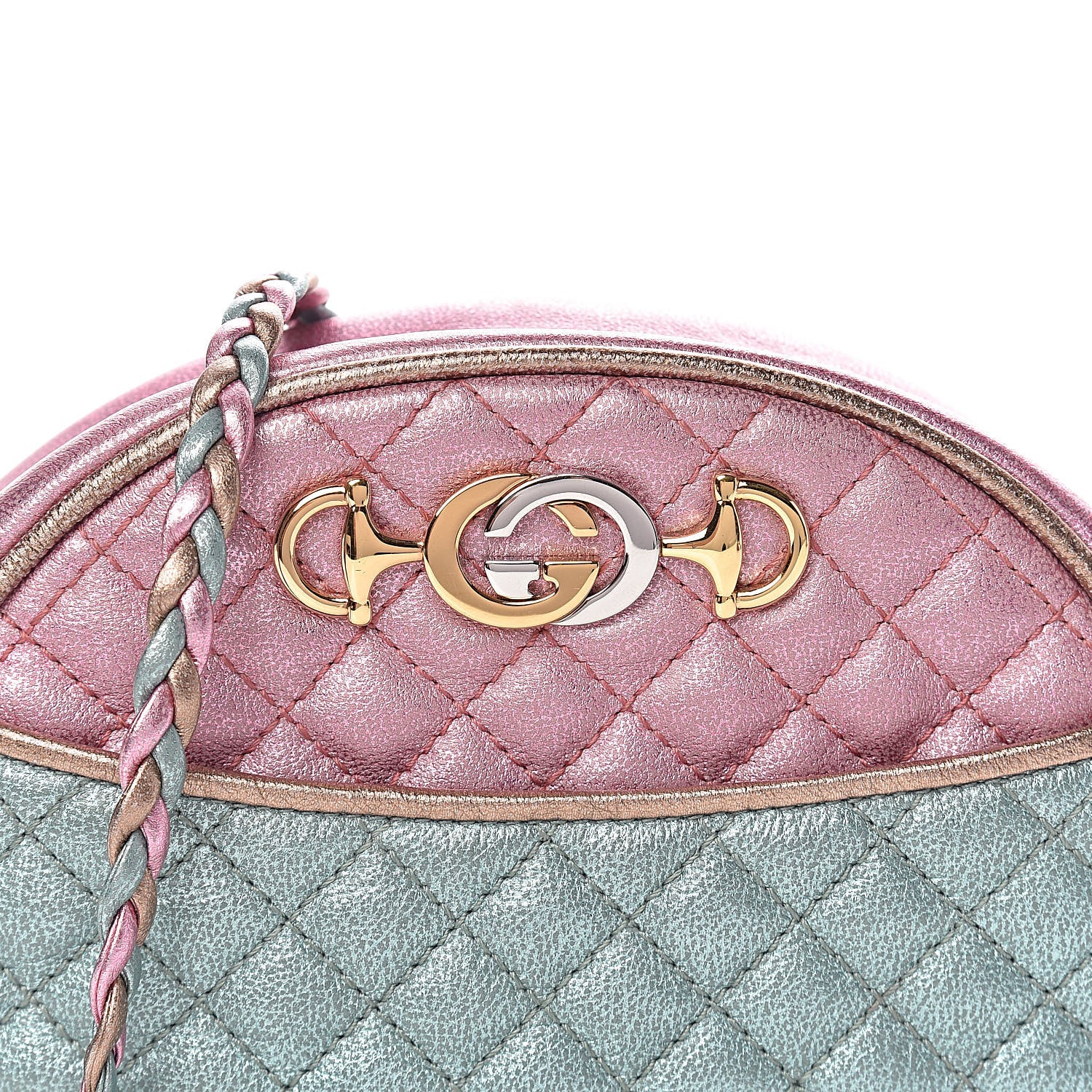 Gucci Laminated Nappa Trapuntata Mini Zumi Dome Shoulder Bag Rosa Lago Rame 10 of 10