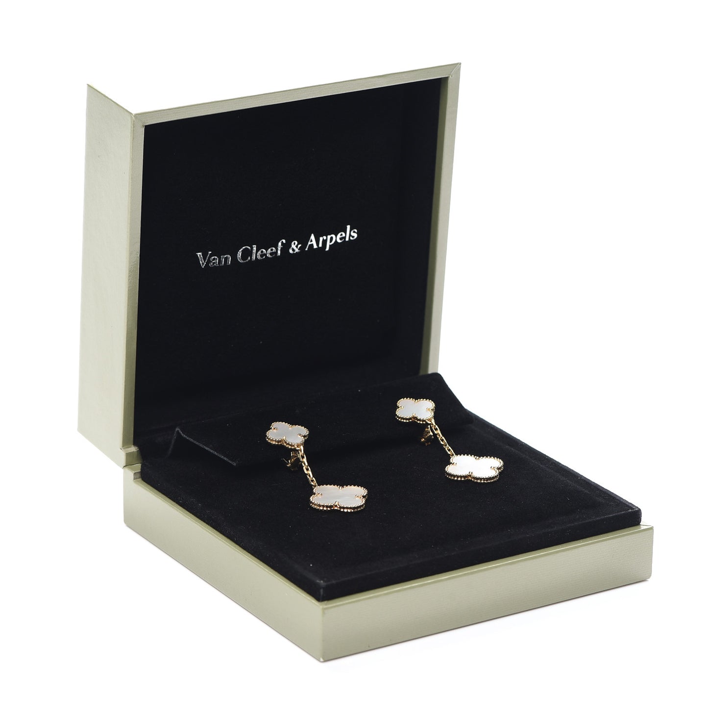 18K Yellow Gold Mother of Pearl 2 Motifs Magic Alhambra Earrings