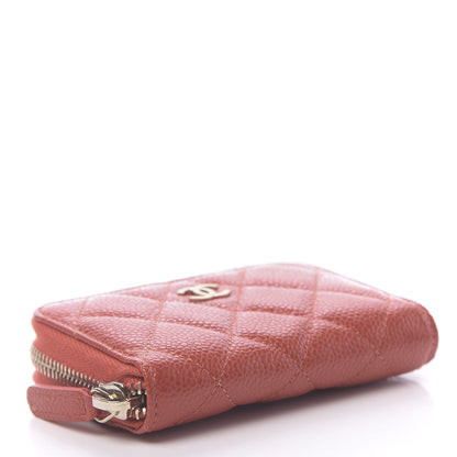 Chanel Pearly Caviar Quilted Zip Coin Purse Orange 4 of 8