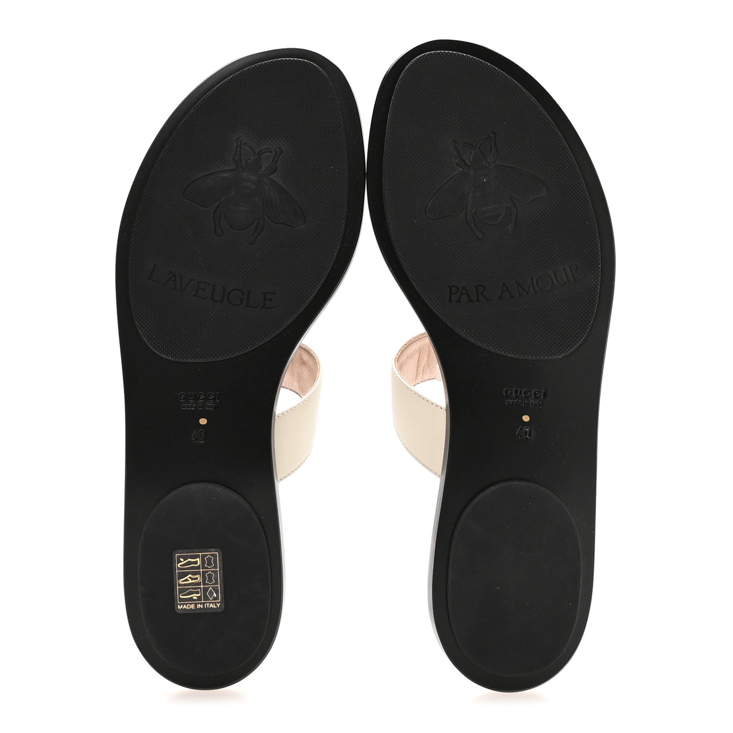 Calfskin GG Marmont Thong Sandals 40 Mystic White