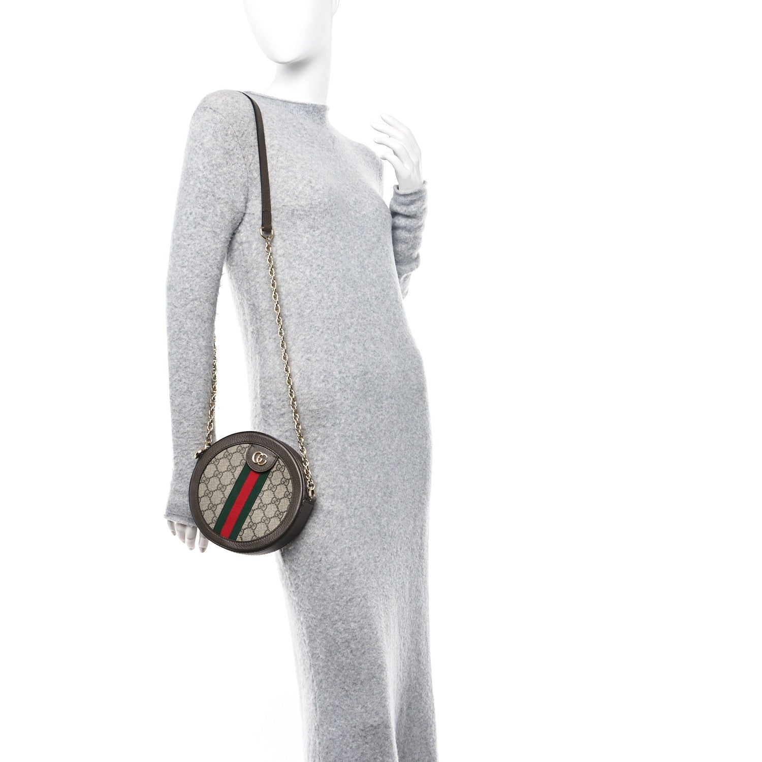 Gucci GG Supreme Monogram Web Mini Ophidia Round Shoulder Bag Brown 2 of 11