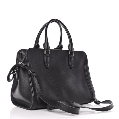 Alexander McQueen Pebbled Calfskin Small Skull Padlock Zip Around Tote Black 3 of 10