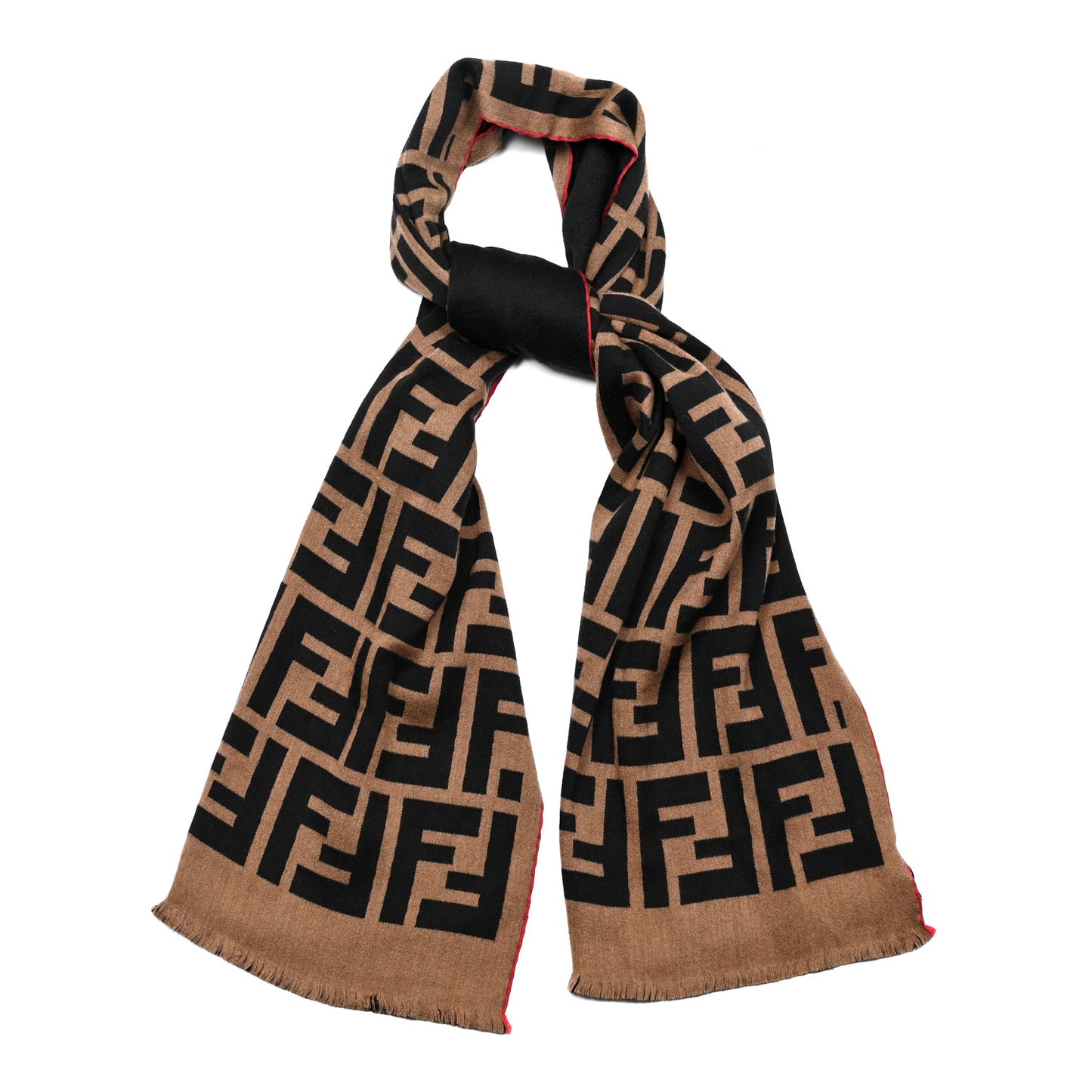Wool Silk FF Scarf Brown Black
