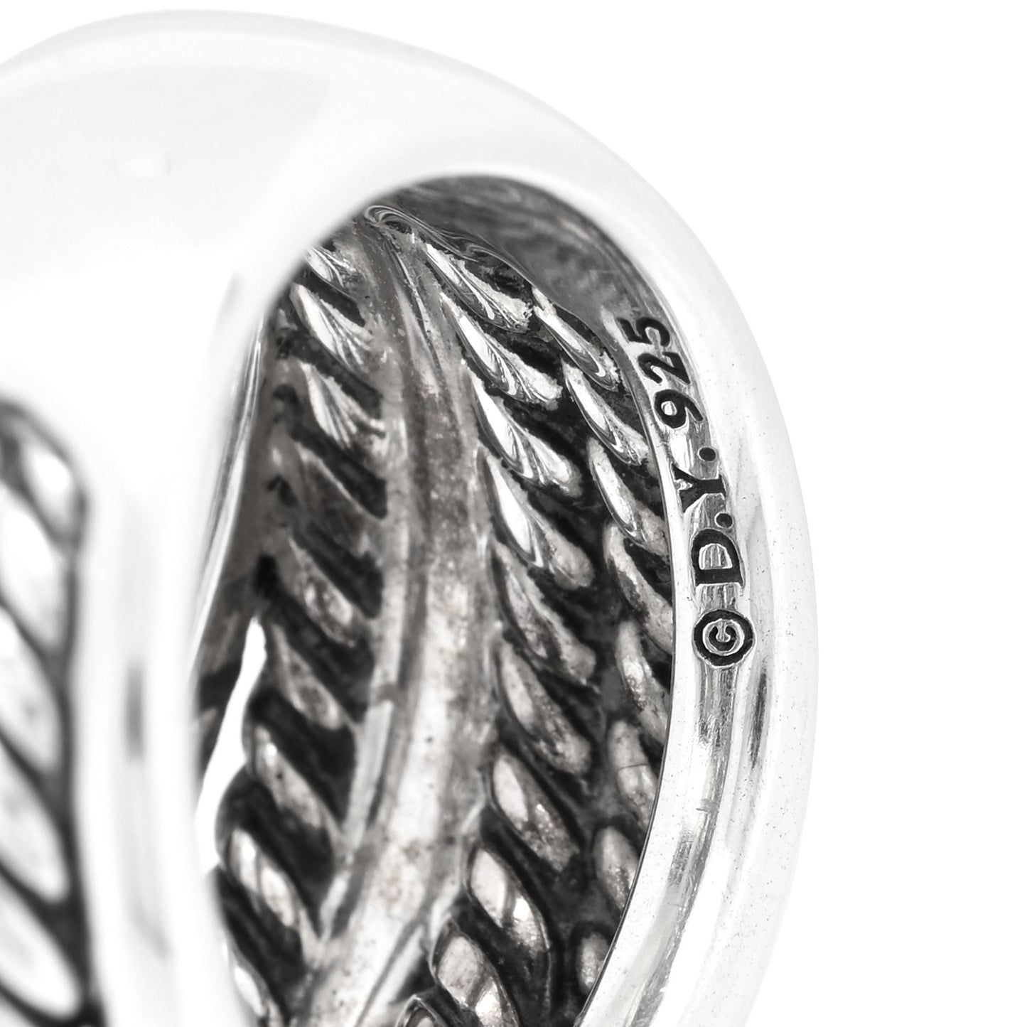 Sterling Silver Wide Crossover Cable Ring 49 4.75