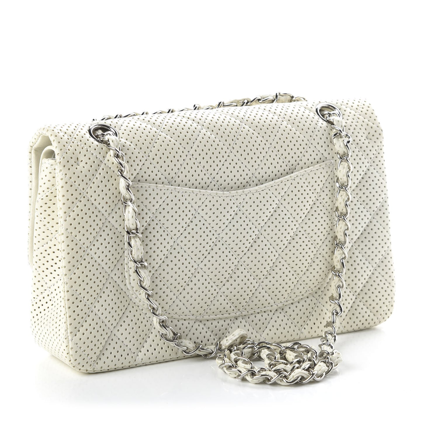 Lambskin Perforated Medium Double Flap White