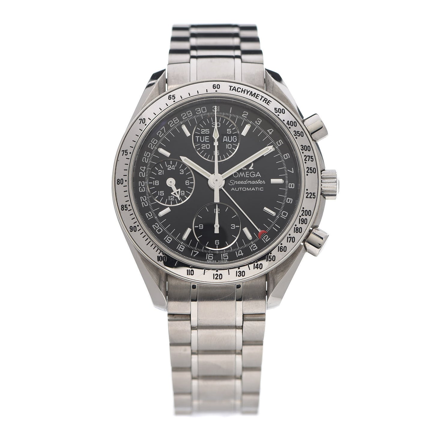 Stainless Steel 39mm Speedmaster Triple Calendar Automatic Watch Black 3523.50