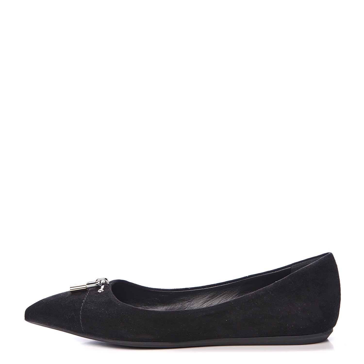 Louis Vuitton Suede Lock It Ballerina Flats 40 Black 1 of 10