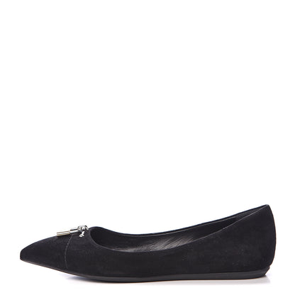 Louis Vuitton Suede Lock It Ballerina Flats 40 Black 1 of 10
