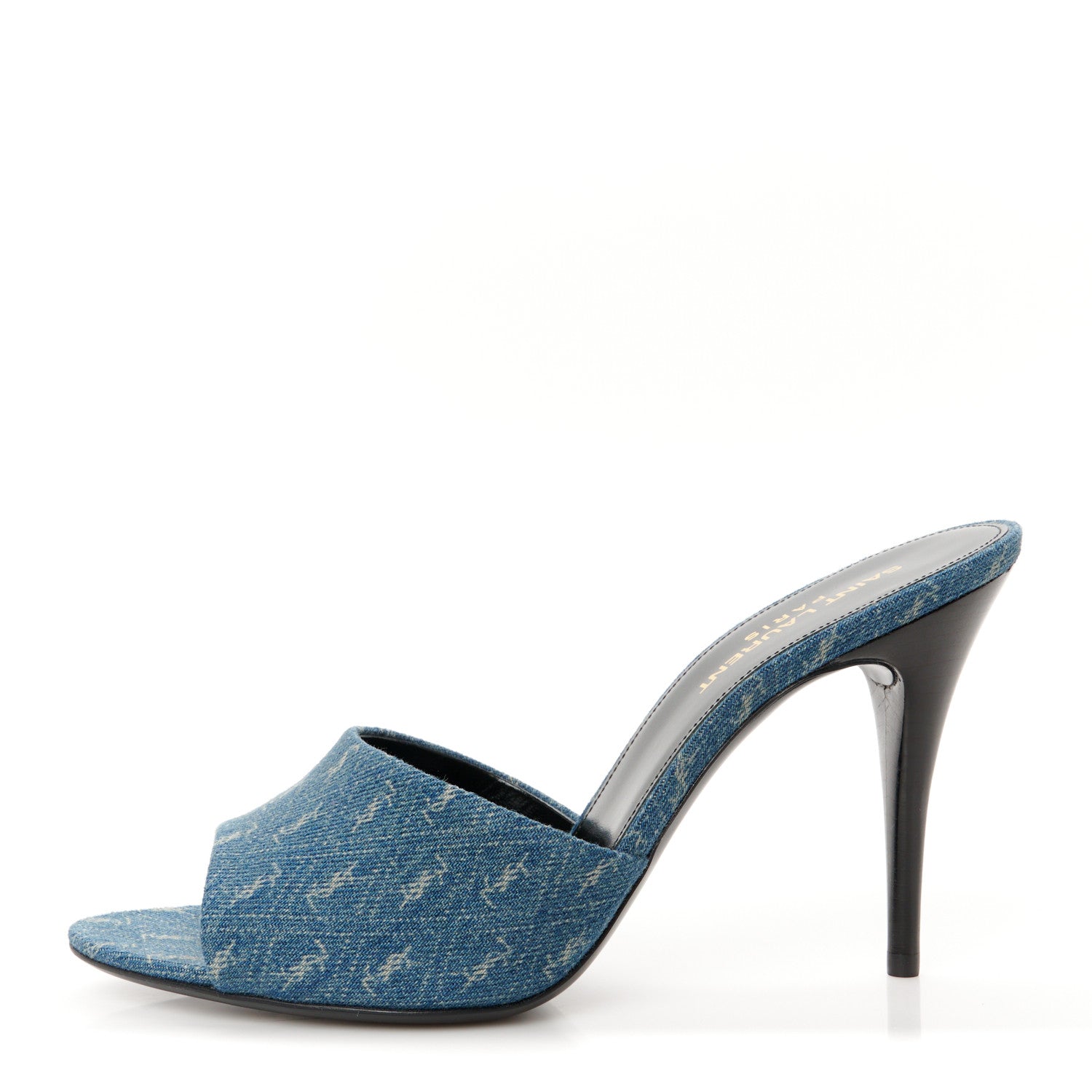 Saint Laurent Denim Monogram La 16 Mule Sandals 38.5 Blue Jeans 1 of 10