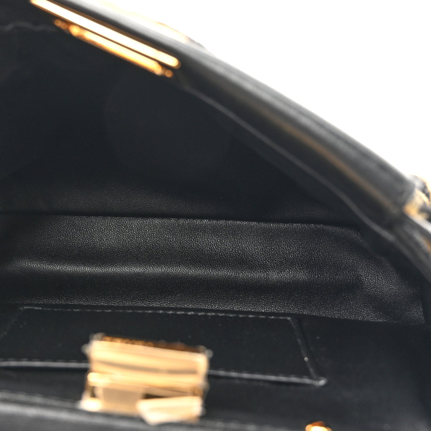 Shearling Nappa Macro FF 1974 Mini Peekaboo Iconic Satchel Tobacco Black
