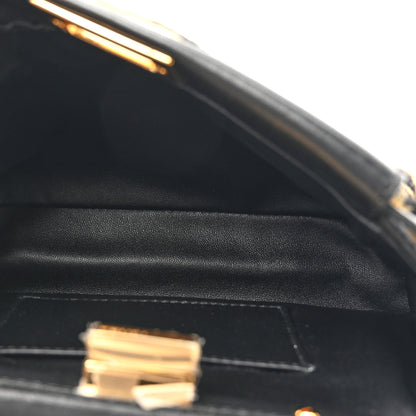 Fendi Shearling Nappa Macro FF 1974 Mini Peekaboo Iconic Satchel Tobacco Black 5 of 11