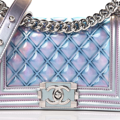 Chanel Iridescent Patent Calfskin PVC Quilted Small Boy Flap Light Purple 8 of 11
