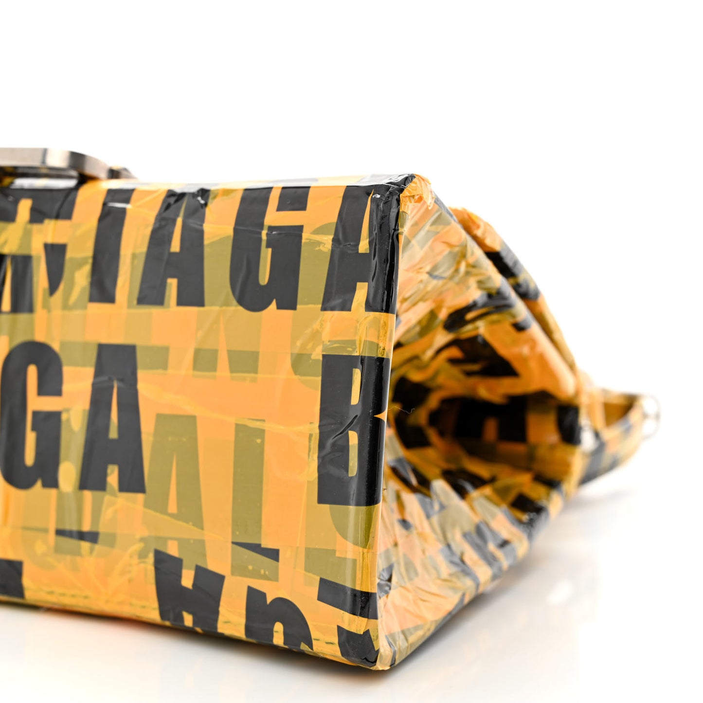 Box Calfskin Tape Small Hourglass Top Handle Bag Yellow Black