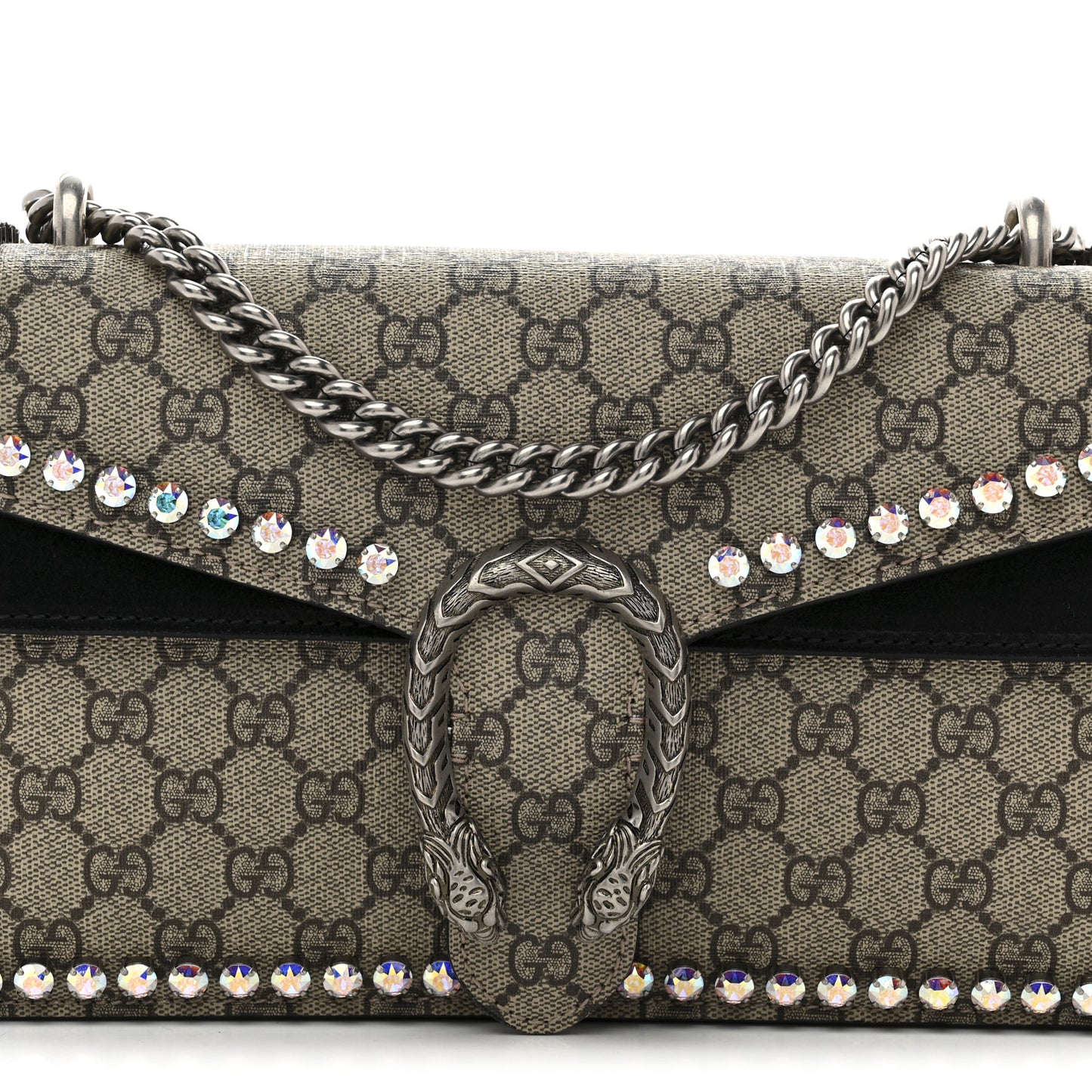 GG Supreme Monogram Crystal Small Dionysus Shoulder Bag Black