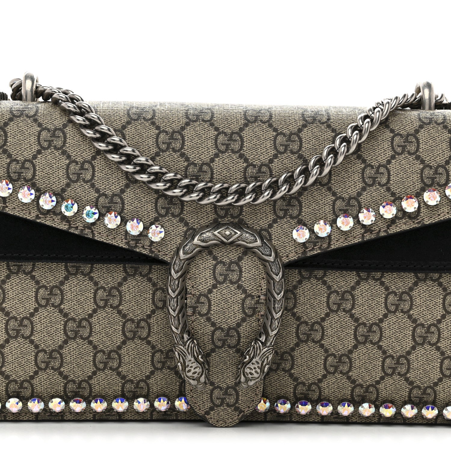 Gucci GG Supreme Monogram Crystal Small Dionysus Shoulder Bag Black 9 of 11