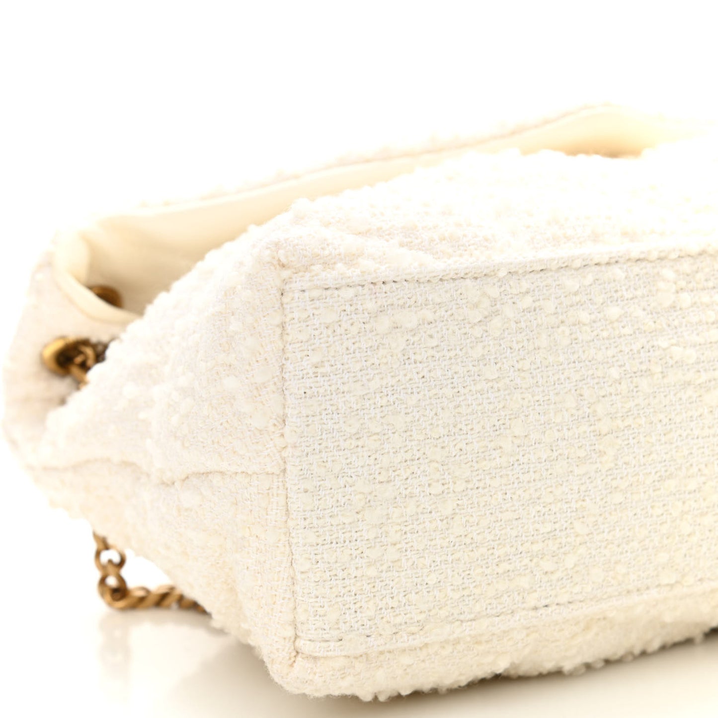 Boucle Tweed Quilted Small Loulou Puffer Monogram Chain Satchel Crema Soft
